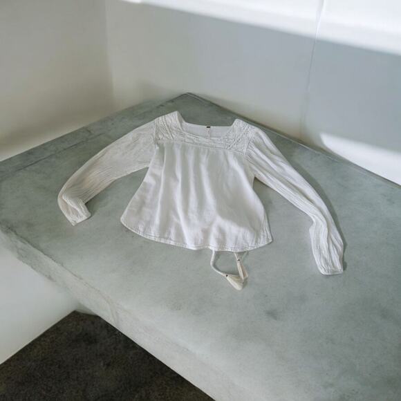 Free People Small Artsy Boho Gauze Tassels Ties Bohemian Top Blouse Cottagecore - Picture 7 of 11